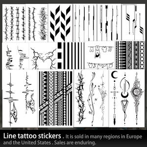 Mezza manica temporanea tatuaggio linea geometrica fascia da braccio Semi permanente tatuaggio impermeabile per 2 settimane tatuaggio a base di erbe per il braccio - Product Image 3