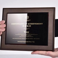 Plaque de Certificat et Trophée en Bois Personnalisée avec Cristal Noir, Plaques en Bois Massif MH-NJ0198