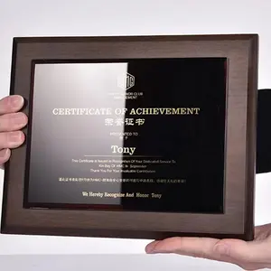 Personalizado cristal certificado placa Medalha Award Blank Solid Wood Plaques MH-NJ0198
