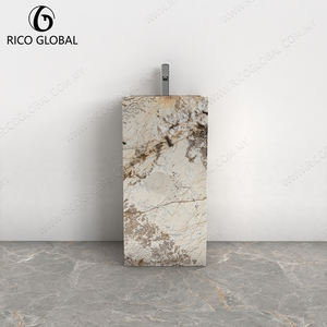 Lavabo de Pedestal de Piedra Natural con Textura de Empalme de Diseño Moderno para Mueble de Baño - Product Image 1
