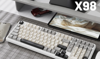 Clavier de jeu sans fil X98 RGB rétroéclairé 2,4 GHz avec interface USB, touches entièrement programmables et interrupteurs mécaniques, 102 touches