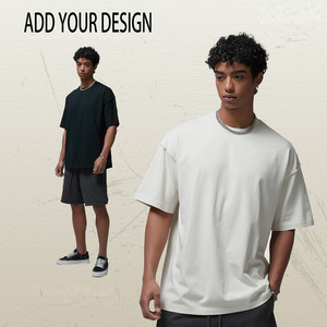 T-shirt personnalisé OEM, coupe oversize, style streetwear, épaules tombantes, tissu lourd, uni, 100% coton, pour homme - Product Image 3