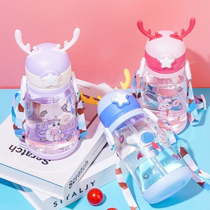 Botella de Plástico Ecológica con Pajita para Niños y Niñas, Éxito de Ventas <span class=keywords><strong>2023</strong></span>, Regalo para Fiestas, Apta para Agua Hirviendo - Product Image 3
