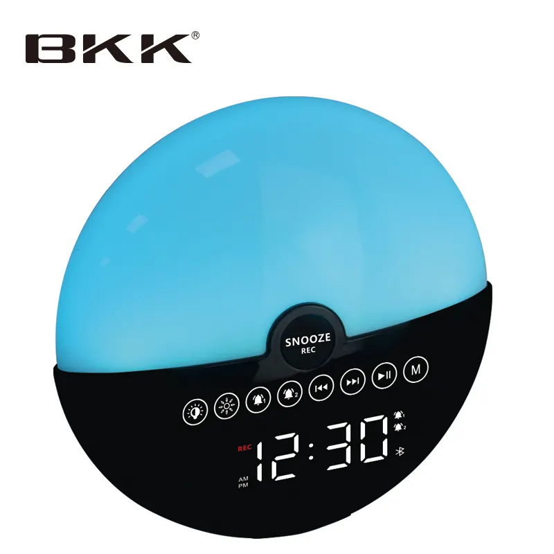 TOP Selling HQ BKK Wireless DIY Ringtone with Time Display dual alarm music player mini Clock bluetooth Speaker