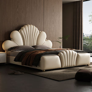 <span class=keywords><strong>Letto</strong></span> di Lusso in Pelle di Vacchetta Moderna Francese, Strato Superiore in Morbida Pelle a Petalo per Camera da <span class=keywords><strong>Letto</strong></span> Principale, Struttura in Legno a Forma di <span class=keywords><strong>Cuore</strong></span> - Product Image 4
