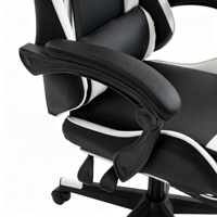 Chaise de jeu en cuir PU, mousse haute densité, ergonomique, inclinable, repose-pieds réglable, appui-tête réglable, chaise pivotante de course, pivotement à 360 degrés