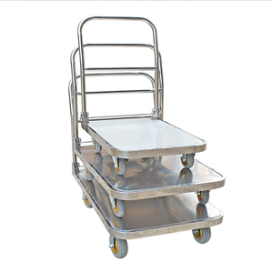 मल्टी-फंक्शन फोल्डिंग स्टेनलेस स्टील चार पहिया ट्रॉली प्लेटफॉर्म शॉपिंग स्टोरेज घरेलू वाणिज्यिक दोहरी-उद्देश्य कार - Product Image 3