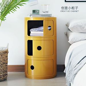 Mueble de almacenamiento redondo de plástico, mesa auxiliar de varios niveles para dormitorio, sala de estar, diseño minimalista moderno - Product Image 4