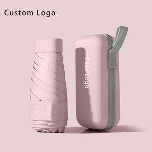 Polyester Material Lady Mini Capsule Umbrella, 5-Fold UV Protection Portable Pocket <b>Sunscreen</b> Umbrellas with Case for School - Product Image 1