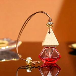 8ml Glass <strong>Car</strong> Hanging Perfume Bottle with Triangle Wooden Cap <strong>Car</strong> <strong>Diffuser</strong> Empty Glass Pendant for Auto Fragrance - Product Image 2