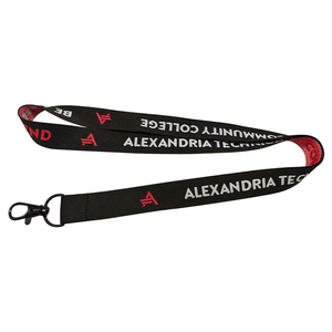 Hot Sale Eco-Friendly RPET Heat Transfer <b>Lanyards</b> with All Black Hardware Clasp for Corporate School Office - Product Image 1
