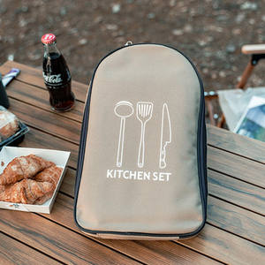 Ensemble de cuisine portable pour le camping en plein air, ustensiles de cuisine en acier inoxydable, sac d'organisation pour pique-nique, voyage en pleine nature, transport facile - Product Image 2