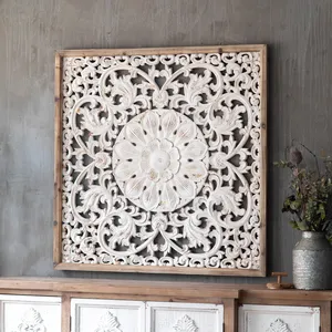 nique Handmade Home Decor Antique White Wooden Wall Panel Carved Wooden Wood Mixed Items Into a Full Container Load