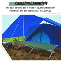 Lit de camp pliant portable léger avec cadre métallique, personnalisable avec logo, idéal pour le camping, les événements et les voyages