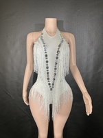 Strass scintillants paillettes gland justaucorps femmes Sexy Performance body pour boîtes de nuit scène porter chanteur danseur Costume 7G