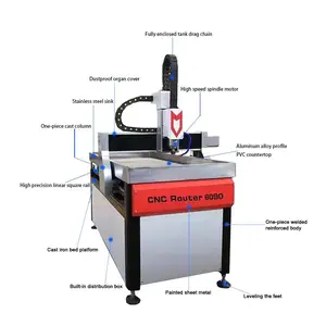 ריהוט 3D Atc מכונת כרסום עץ אוטומטי 6090 Cnc נתב למתכת ואבן