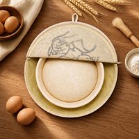 Sac à pain réutilisable en coton et lin de 15 pouces avec motif de dessin animé, idéal pour paniers de levage et stockage de pains artisanaux à la levure.