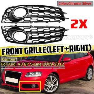 Par de Rejillas Delanteras para Faros Antiniebla para Audi A3 8P S-Line 2009-2012, Protector de Rejilla para Faros Antiniebla - Product Image 1