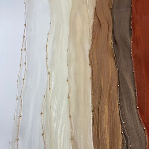 Hijab Sharut Premium 2025 con Catena di Perle e Pietre Scintillanti in Raso di Seta Crepe Sciarpa Islamica Scialli per Donne Musulmane - Product Image 2