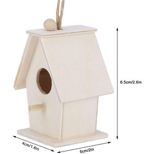 Houten Vogelhuis 4-delige <span class=keywords><strong>Mini</strong></span> Hangende Vogelhuis Nestkast Natuurlijke Onafgewerkte Houten Nesten Voor Buitentuin Patio - Product Image 3