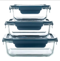 Bol de conservation en verre résistant à la chaleur à haute teneur en borosilicate compartiments pour micro-ondes boîte à lunch conteneur de stockage des aliments