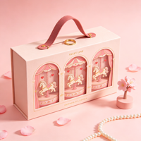 Boîte cadeau rose de luxe en gros avec poignée, logo personnalisé, design carrousel pour emballage de bonbons et chocolats de mariage