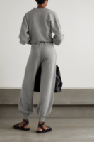 Ensemble coordonné 100% cachemire, haut en tricot à col en V, pantalon en tricot avec ceinture à nouer, coupe décontractée pour femmes, ensemble en tricot deux pièces
