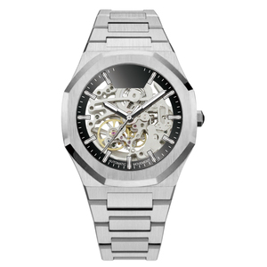 Sang Trọng Bạc Sáng Thấp Moq Cơ Khí Đồng Hồ Đeo Tay Skeleton Chất Lượng Cao Tự Động Đồng Hồ Người Đàn Ông - Product Image 1