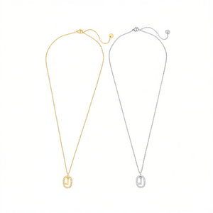 Collar con Colgante de Letra J Angelina, Acero Inoxidable, Chapado en Oro, con Circonita, Joyería de Moda Unisex, Regalo - Product Image 4