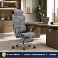 Chaise de bureau ergonomique de direction avec repose-pieds et appui-tête réglables, support lombaire pour le gaming et le travail
