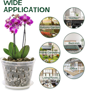 Pot à orchidées en gros avec trous et soucoupes, pots à orchidées en plastique transparent pour plantes d'intérieur et d'extérieur, pots de jardinage - Product Image 4