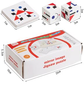 Kids Perfect Gift Mirror <b>Block</b> Puzzles <b>Building</b> Cubes Pattern Matching Wooden Match Puzzle Game - Product Image 6