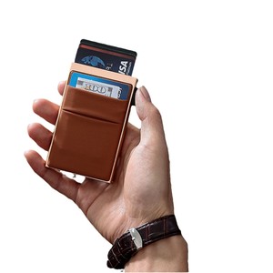 Nouveaux hommes court RFID antivol <span class=keywords><strong>portefeuille</strong></span> métal aluminium porte-carte avec fermeture ouverte glisser carte de crédit sac à main étui - Product Image 5