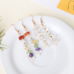 Nouvelles boucles d'oreilles en cristal naturel faites à la main, pierres de guérison, gravier de cristal, <span class=keywords><strong>pour</strong></span> femmes - Product Image 6
