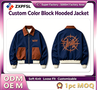 Blouson Bomber Vintage à Revers Contrastant avec Logo Personnalisé, Veste Streetwear Homme Coupe Ample, Approvisionnement Direct Usine