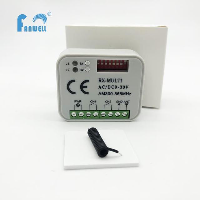 For Receiver Garage Gate Door 300-868MHz Wireless Remote with Learning & Rolling Code Metal FW-MR300