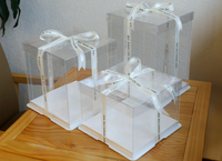 Boîte à gâteau transparente carrée haute pour animaux de compagnie, mariage, anniversaire, fête, cadeau