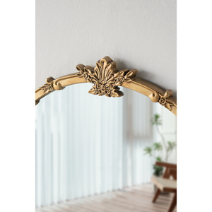 Round <b>Wall</b> Mirror 30x31 Gold Finish <b>Decorative</b> <b>Leaf</b> Crest - Product Image 4