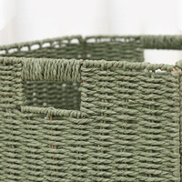 Panier de rangement multifonctionnel et polyvalent en corde de papier tressé à la main, pliable, écologique, carré et décoratif
