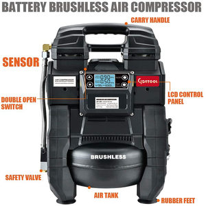 Compresor de aire sin escobillas portátil silencioso alimentado por batería de 18V AC/DC con tanque de 5L para herramientas neumáticas - Product Image 4