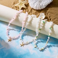 Go2boho étoile de mer pendentif pierre puce collier de perles pour les femmes Boho plage été bijoux en gros