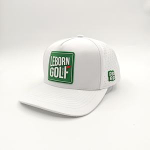 Wholesale Performance Polyester Structured PVC Rubber Patch Custom Unisex Laser Cut Hole Golf Baseball <b>Caps</b> Leopard Dot Design - Product Image 3