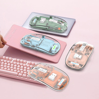 HXSJ T900 Mini souris sans fil 3 modes Choix populaire 400mAH Rechargeable 2400DPI Souris transparente silencieuse pour bureau pour droitier