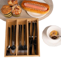 Organisateur de tiroir en bois de bambou, plateau à couverts poli multifonctionnel pour la cuisine, la maison, les fêtes, les restaurants, le rangement de cuisine
