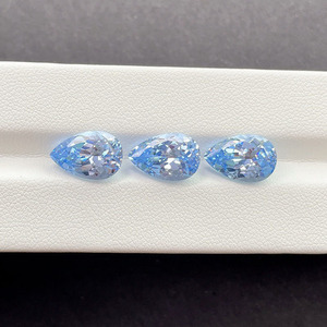 Gema suelta de espinela cultivada en laboratorio con forma de pera, color azul aguamarina Santa María, corte pavilón de alta precisión para joyería personalizada - Product Image 2
