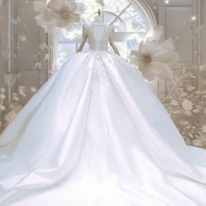 Vestido de Novia de Lujo con Espalda Descubierta y Diamantes 2026 para Niñas, Estilo Moderno de Iglesia, Falda de Princesa Reina con Encaje Pesado y Escote Corazón - Product Image 3