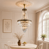 Lustre Rétro Français en Cristal, Longue Suspension pour Escalier en Spirale de Villa, Lampe de Décoration de Mariage Européenne, Plafonnier Creux pour Duplex à Plafond Haut