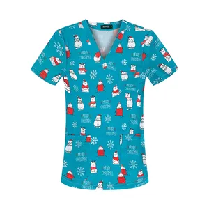 Hemşire için Polyester karbon Fiber malzeme scuniforms üniforma setleri hastane üniformaları