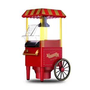 Usage domestique petite machine à pop-corn rétro chariot opération en un clic film cadeau de fête à air chaud