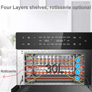 Nhà bếp 30L Nồi chiên không khí lò 18-in-1 chức năng điện bánh pizza Bít Tết cookie bánh mì nướng nướng lò bao gồm 4 phụ kiện - Product Image 6